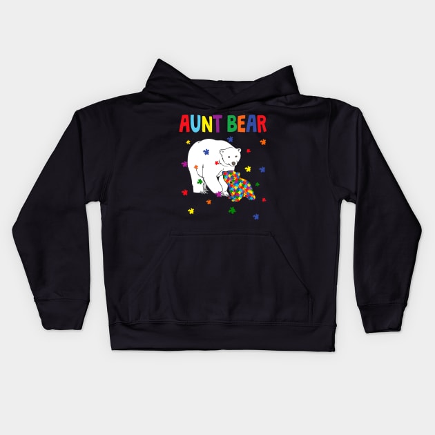 Cute Aunt Bear Autism Awareness Month Familys Kids Hoodie by hony.white